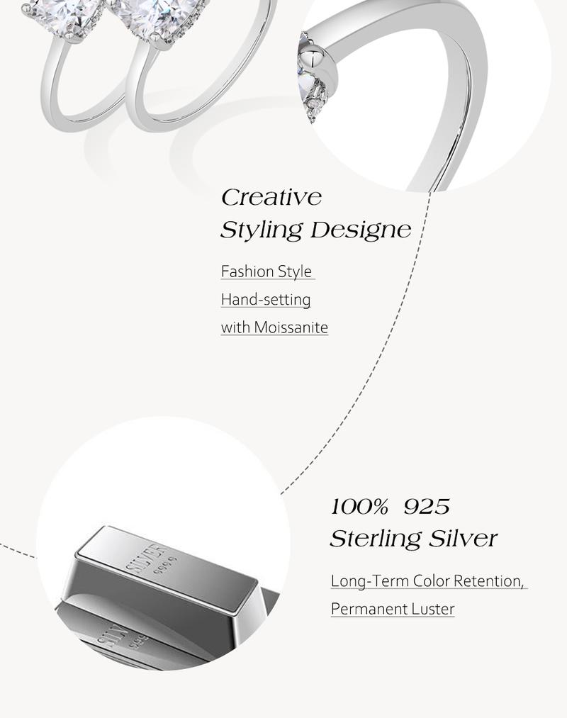 ATTAGEMS Cushion Cut 1.5ct 2.5ct Synthetic Moissanite Ring DVVS1 Color 925 Sterlikling Rings for Women Engagement Wedding Band Luxuryng Silver Spar Fine Jewelry Holiday Gift Party R285