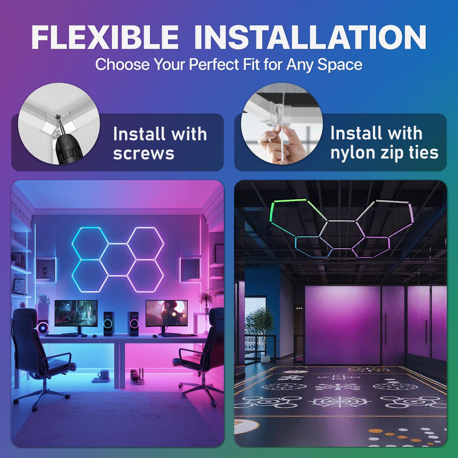 HYPERLITE RGB Hexagon Light Smart Modular Honeycomb Light App & Remote Control LED light Music Sync DIY Colors Ceiling light Gaming Room Party Office Garage Light LED Wall Decor light, SpringGlowUp