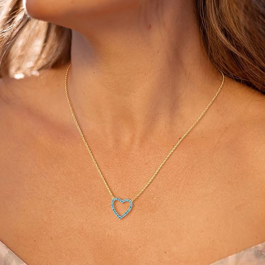 FetteroHeart Necklace for Women:  Gold Plated Open Heart Pendant Non-Tarnish Simple Dainty Gold Necklace for Women Trendy Jewelry Gifts for Women