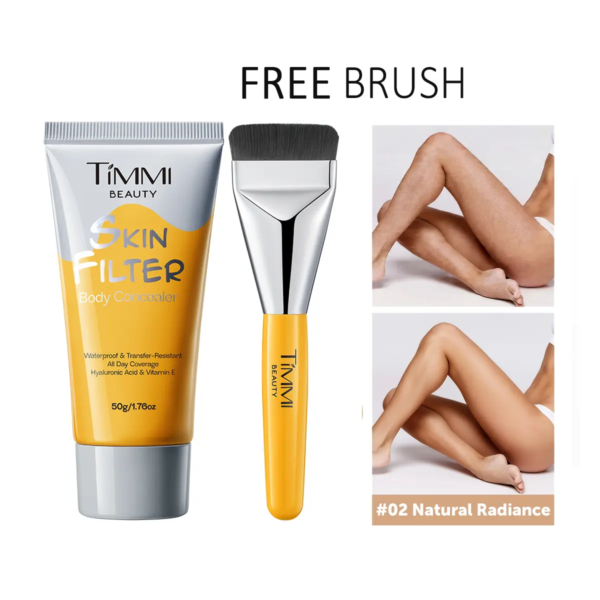 Skin Filter Body Concealer Cosmetic, Waterproof, Transfer-Resistant, All Day Smooth Coverage, Hydrating Hyaluronic Acid & Vitamin E, Flawless Daily Makeup for Scars, Spots, Veins - #01 Warm Radiance, Nourishing