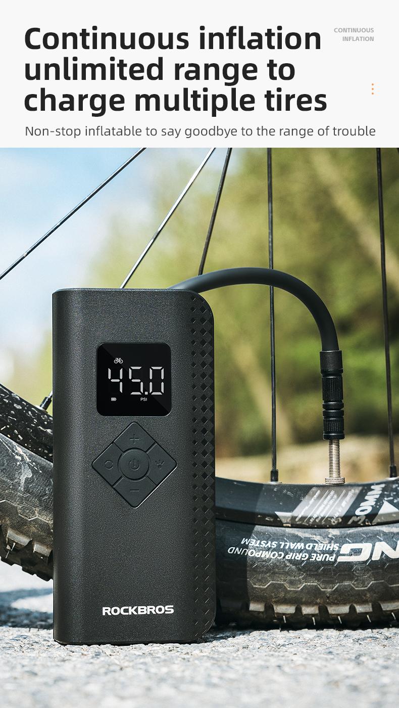ROCKBROS A13 Mini Wireless Handheld Tire Inflator Tool, 150PSI High Pressure Portable Inflator, 2000mAh Smart Control Fast Inflation Cycling Air Pump with LED Light, Wireless Tire Inflator