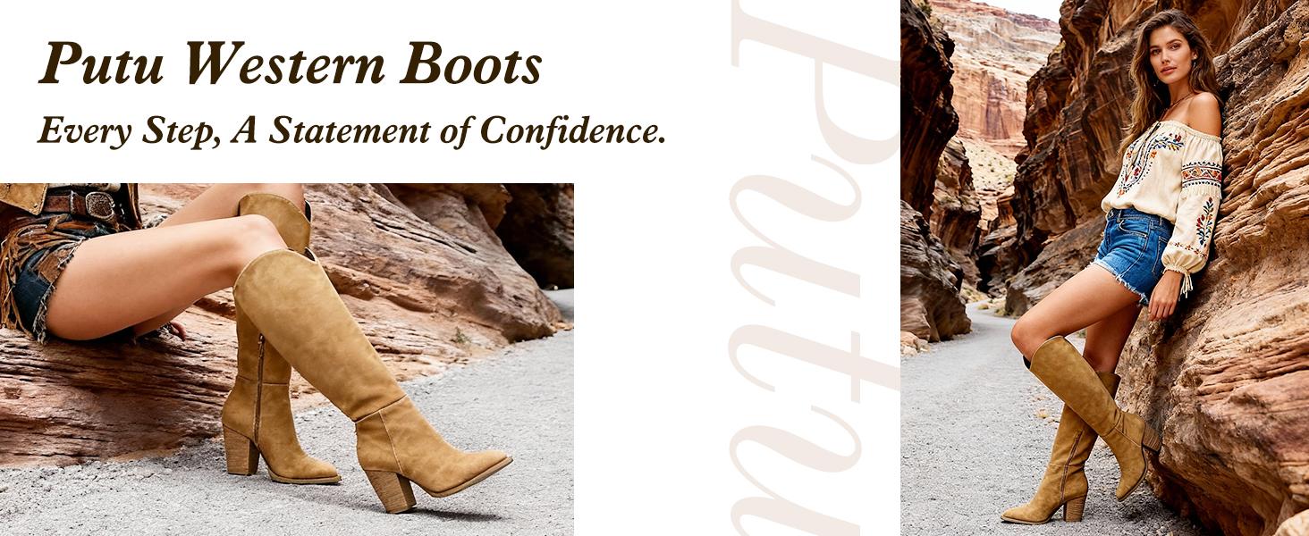 Women's Knee High Boots High Heel Western Boots Pointed Toe Tall Boots