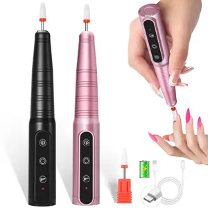 Rechargeable Nail Drill Machine, Portable Electric Nail Drill Kit with Low Noise Polisher, Cordless E-File for Home DIY Manicure & Pedicure