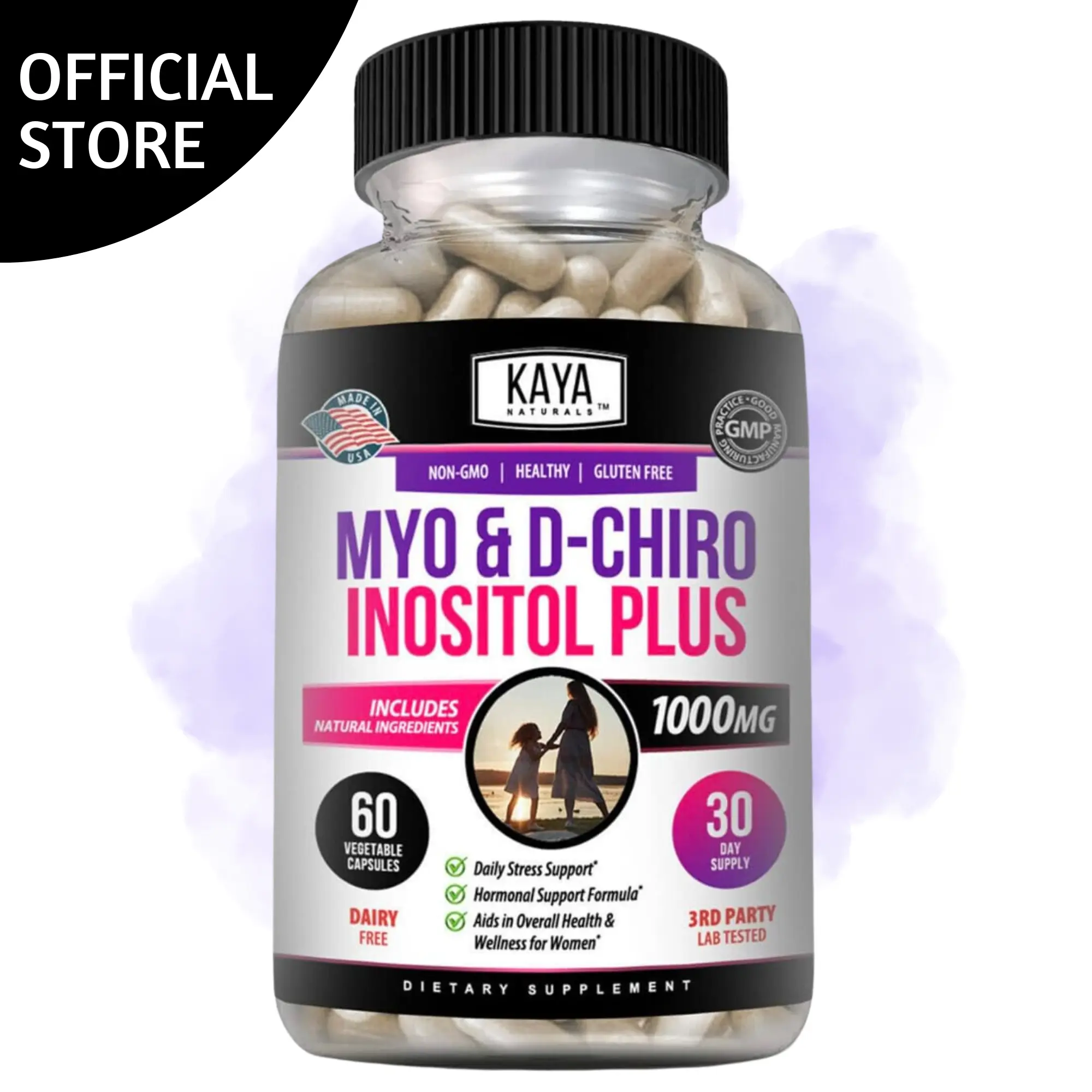 Kaya Naturals Myo & D-Chiro Inositol Plus – Balanced Inositol Blend for Daily Wellness –  Vitamin B8  – Support for Women – 60 Capsules