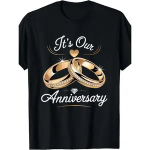 This Is Our Wedding Anniversary Shirt for Husband and Wife, Men's T-shirt, 180g, Black, Crew Neck, Machine Washable, Gift, Christmas Gift, Plus Size