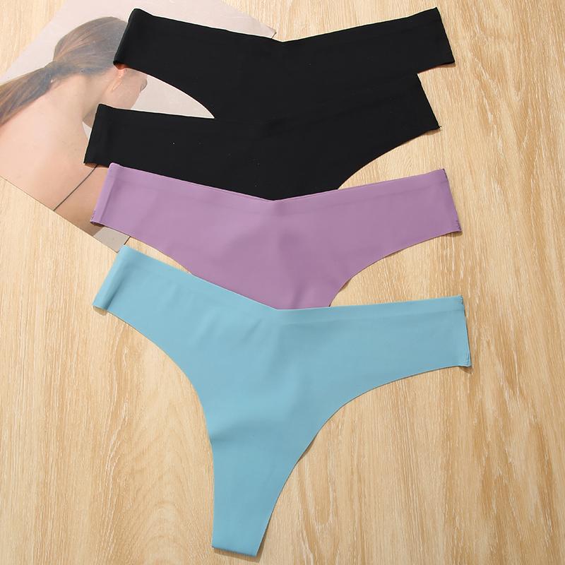 FINETOO Weekly Panties 7 Pack Seamless Thongs No Show Underwear V Waisted Comfortable Thong Panties XS-XL Smooth Lingerie Basic Minimalist Womenswear