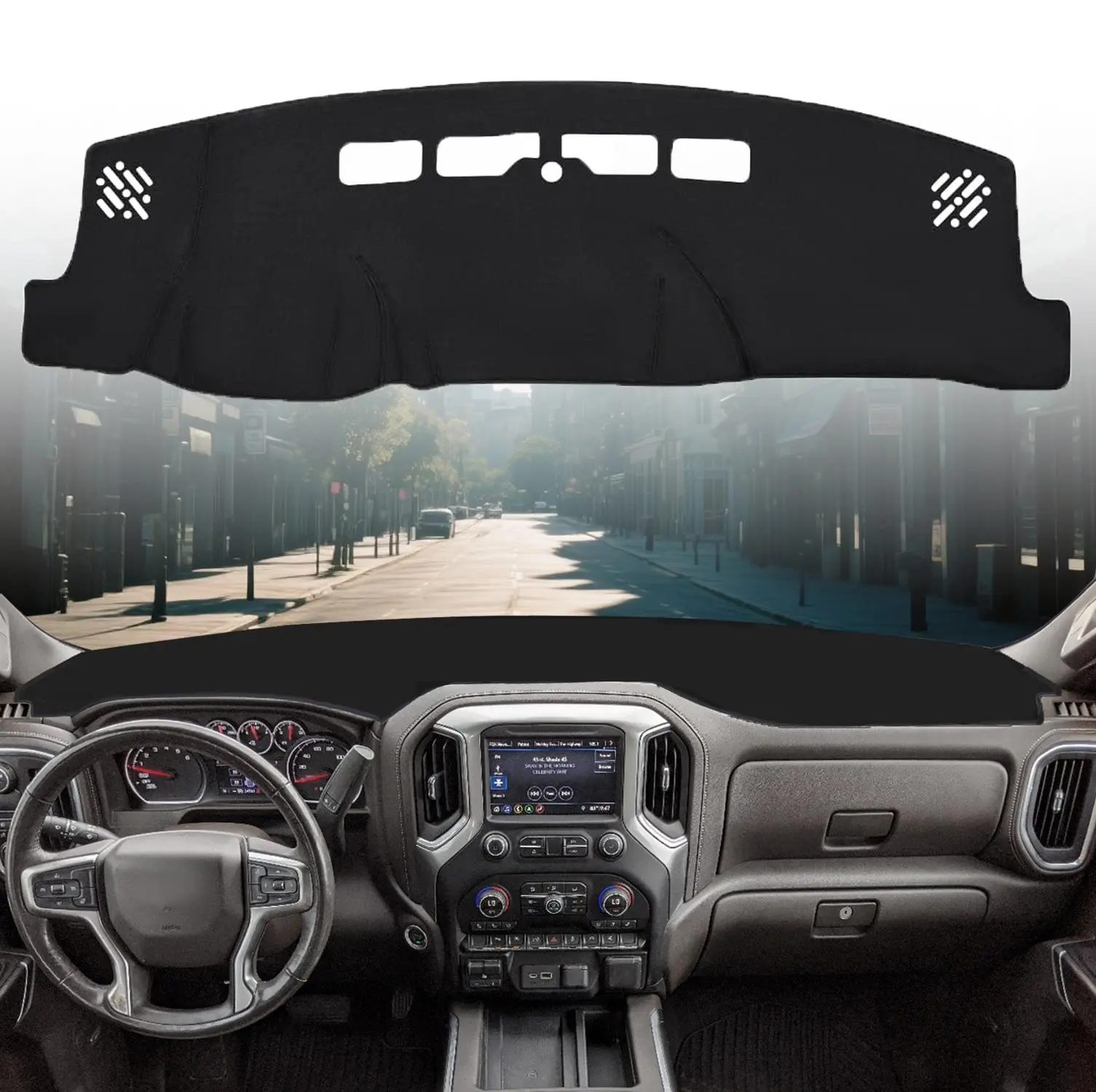 Dashboard Cover Mat for 2014-2018 Chevy Chevrolet Silverado/GMC Sierra 1500, 2015-2019 Silverado/GMC Sierra 2500HD 3500HD Accessories Dash Cover Flannel Sunshade Glare UV Rays Protector