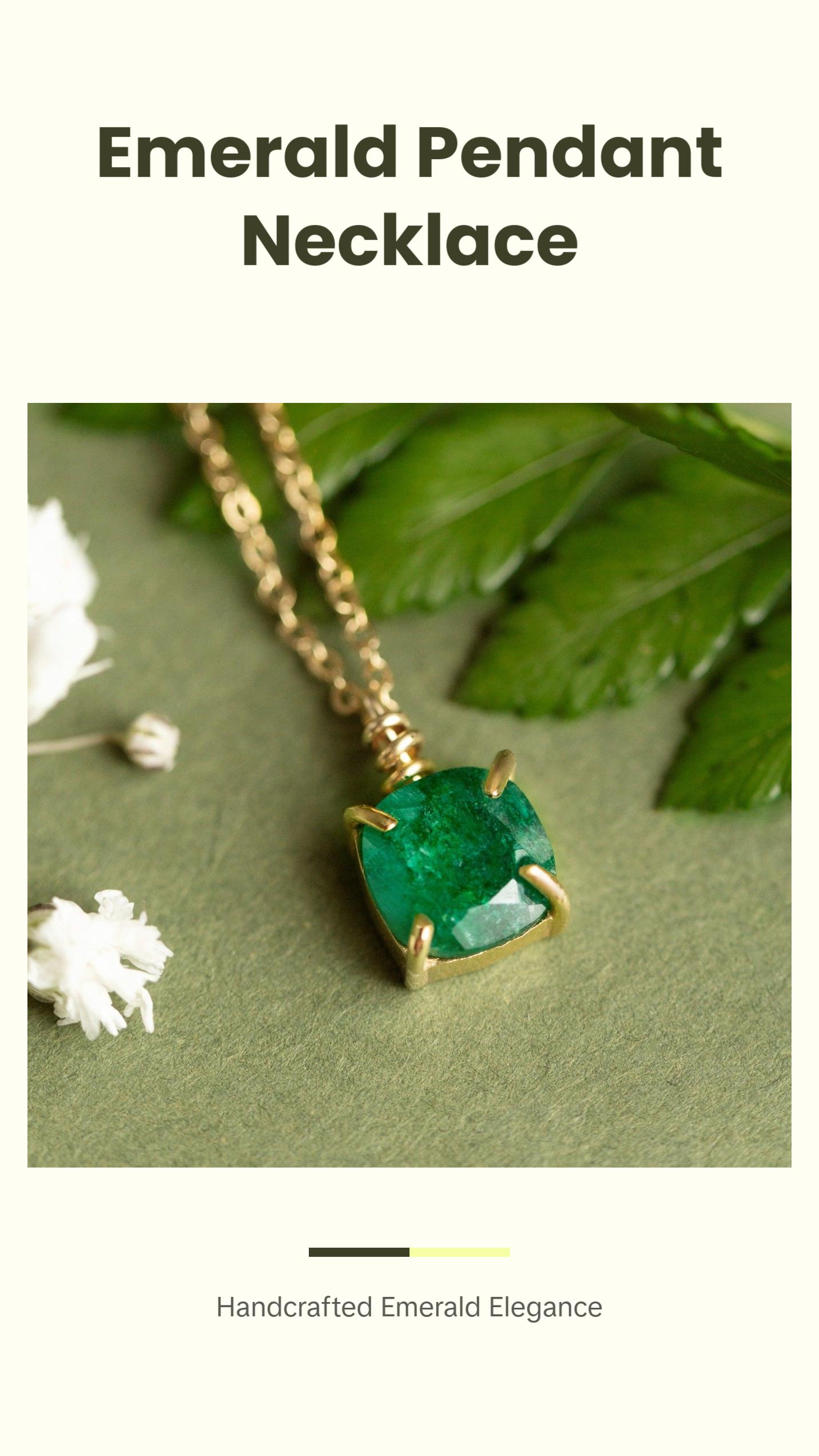 The Ashlynn Natural Emerald Necklace - 8mm, 16" Length, Handmade in USA