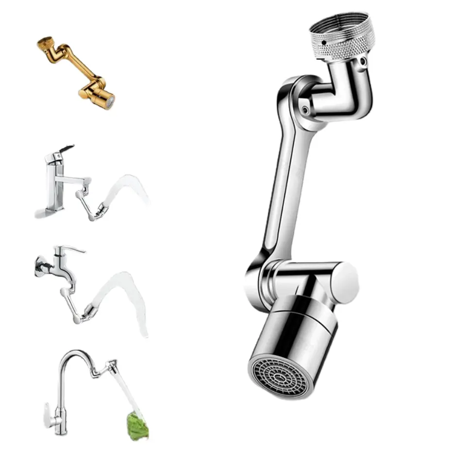 Metal Sink Faucet Extender, 1080° Full Rotation Brass Aerator Faucet Attachment, Adjustable Size, Extra Reach Durable Bathroom Fixture Accessory for Kitchens & Bathrooms