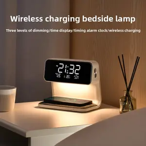 New Multifunctional 3-in-1 Wireless Charging Alarm Clock Fast Charging Night Light Ambient Light Phone Charger Clock Small Night Light