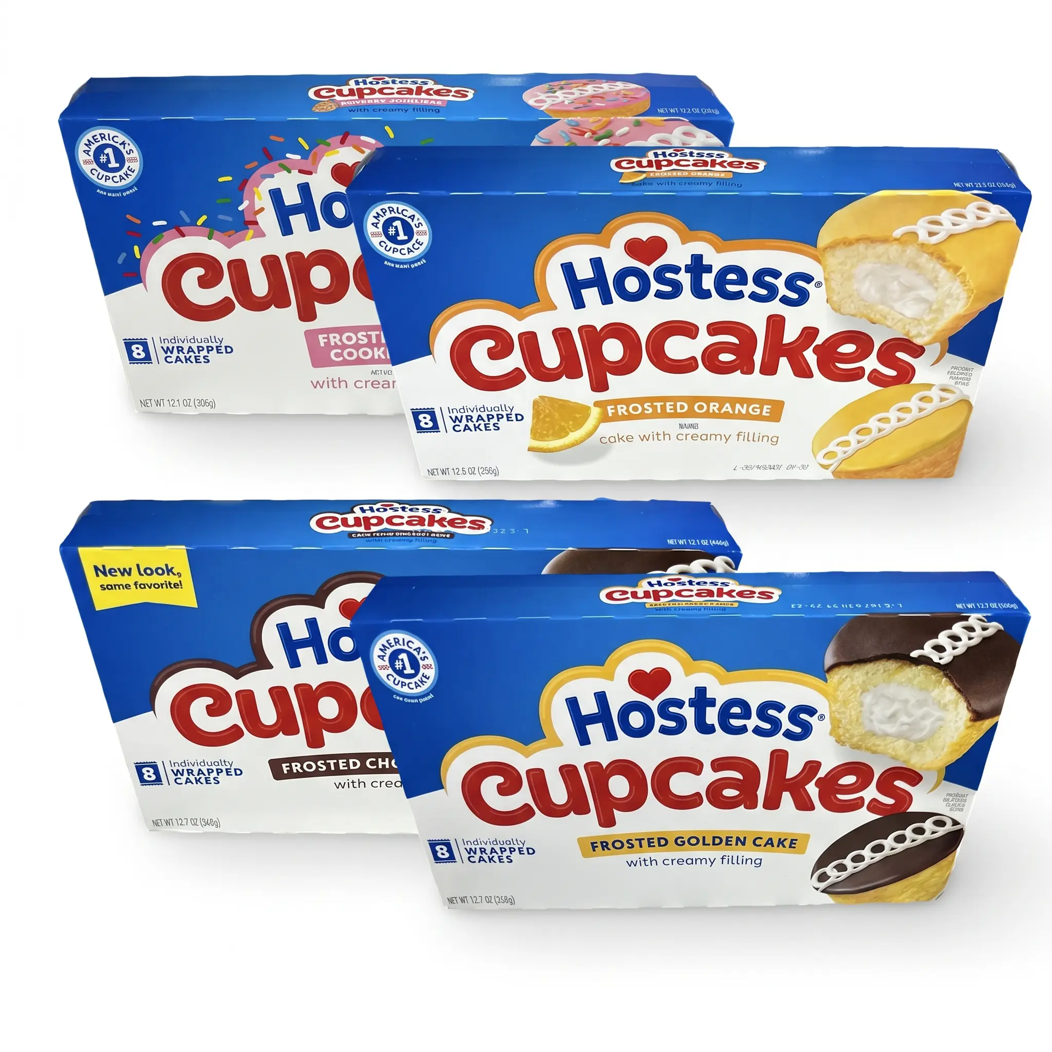 Hostess Cupcake Lovers Snack Cake Variety Pack Includes Chocolate, Sugar Cookie, Orange and Golden | 32 Count