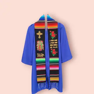 Virgen de Guadalupe/Flowers Class of 2026 Mexican Sarape Graduation Stole Mexican stole