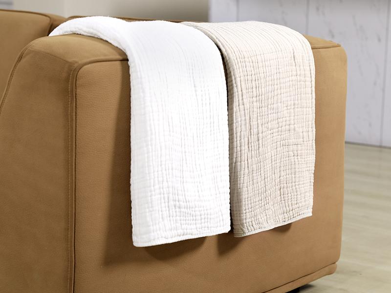 Yoofoss Muslin Blanket 100% Cotton Throw Blanket Large 50" x 60" for Bed Couch 6-Layer Gauze Blanket for Adults Sofa Lightweight and Breathable Apricot White