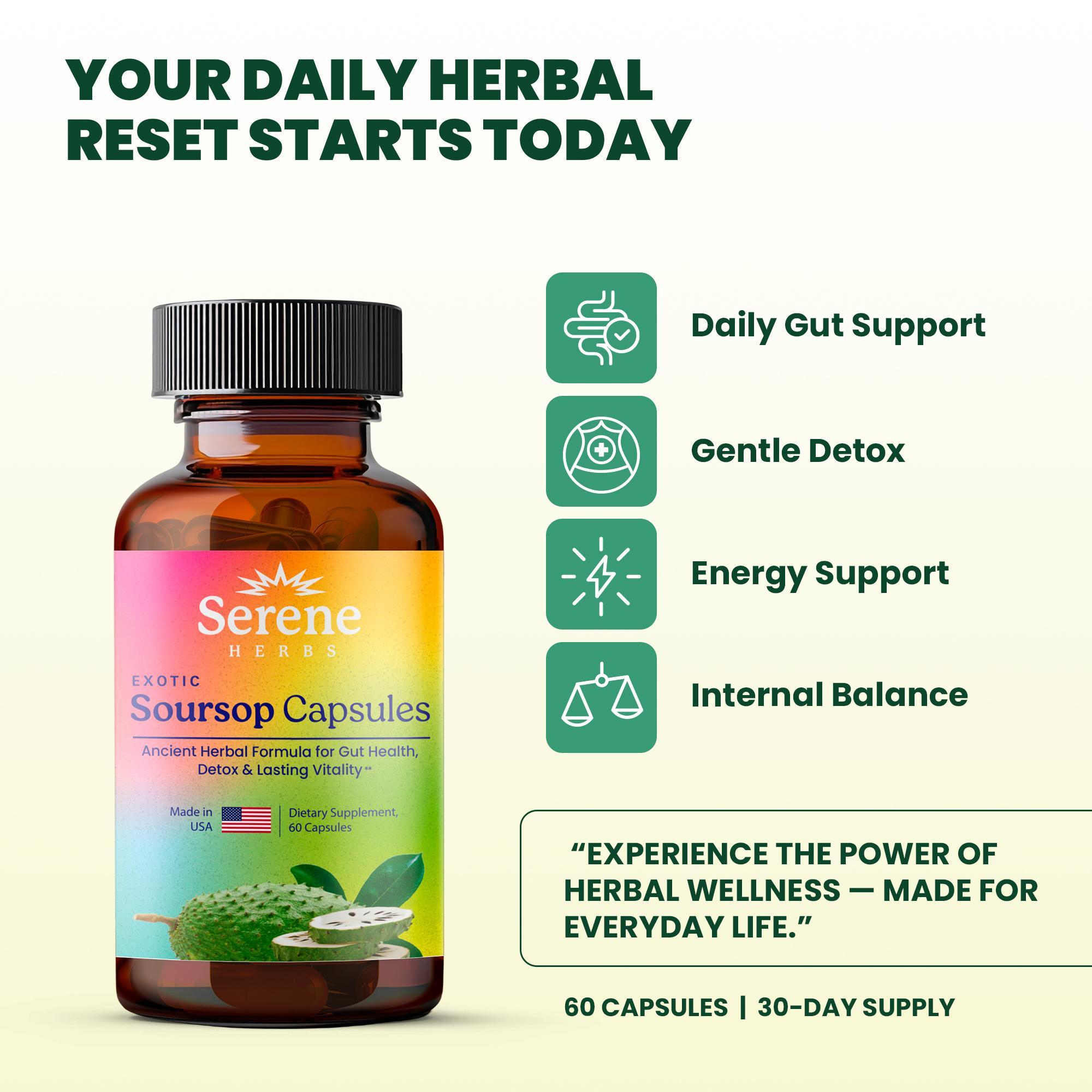 Soursop Capsules with Black Seed, Irish Moss & Moringa – 16 Herb Daily Detox & Digestive Support Vegan, Non-GMO, Plant-Based Formula – 60 Capsules Soursop Capsules with Black Seed, Irish Moss & Moringa – 16 Herb Daily Detox & Digestive Support Vegan, Non-GMO, Plant-Based Formula – 60 Capsules