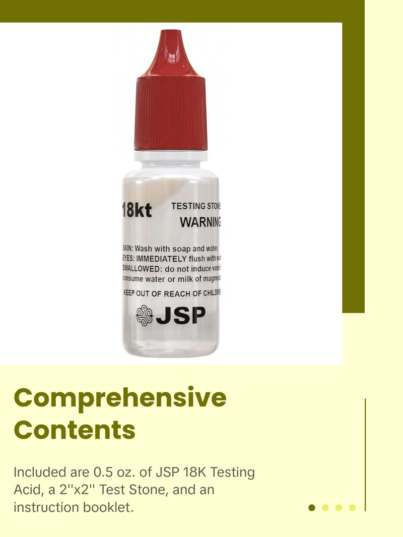 JSP 18K Gold Jewelry Acid Test Kit for Bars Coins Precious Metals w/ GTE Test Stone Fast Fun Accurate Karat Value Testing Solution - Engagement Ring