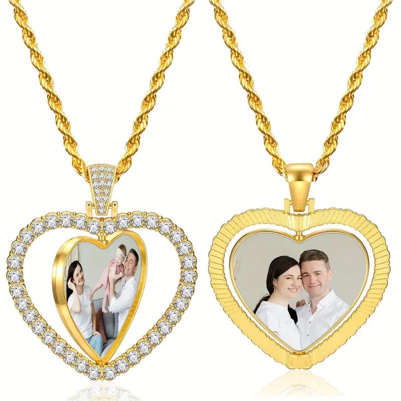 Picture Chain Pendant 18K Gold Wing Bezel Charms  Plated Hip Hop Pendant Necklace