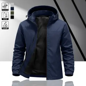 Men’s Fashion Hooded Windbreaker Jacket – Lightweight, Wear-Resistant Fabric with Elastic Drawstring for Easy Adjustment; Zipper Closure; Outdoor Commuter Style; Suitable for Daily Outdoor Wear and Home Casual Outfits; Spring/Summer Jacket