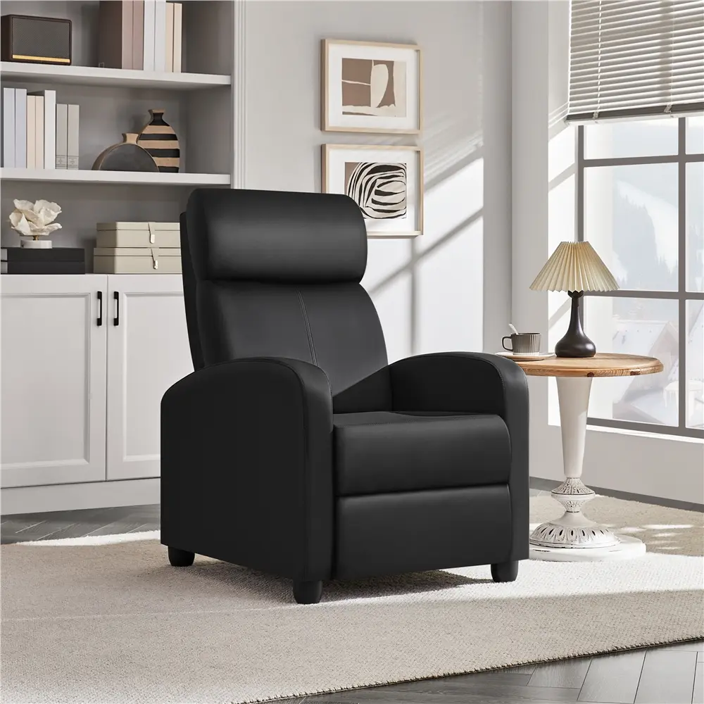 Yaheetech Adjustable Recliner Chair - Modern Upholstered Chill Room Furniture with Lumbar Support, PU Leather/Fabric for Living Room, Home Theater Use,dorm essentials,home decor