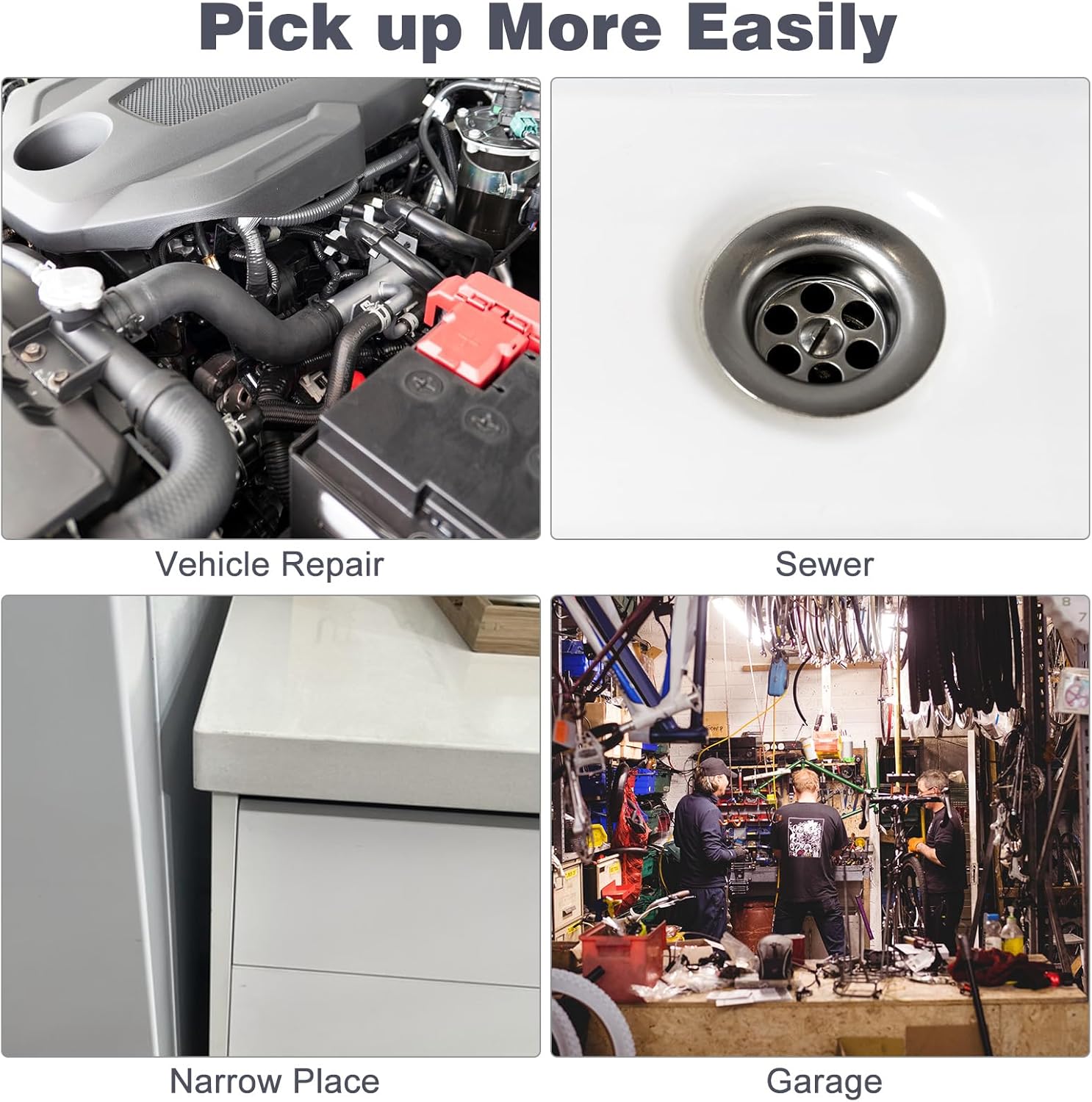 Housolution Grabber Tool Magnetic Four-claw Picker Bendable Hose Reacher Pickup Sweeper with LED Lights Flexible Long Handy Reaching Assist Tool for Litter Pick/Home Sink/Drain Grabber Reacher Tool