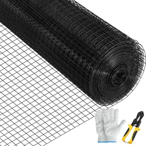 VEVOR Hardware Cloth,  24\" x 100\' & 1\"x1\" Mesh Size, Galvanized Steel Vinyl Coated 16 Gauge Chicken Wire Fencing with A Cutting Plier & A Pair of Fabric Gloves, for Garden Fencing & Pet Enclosures,