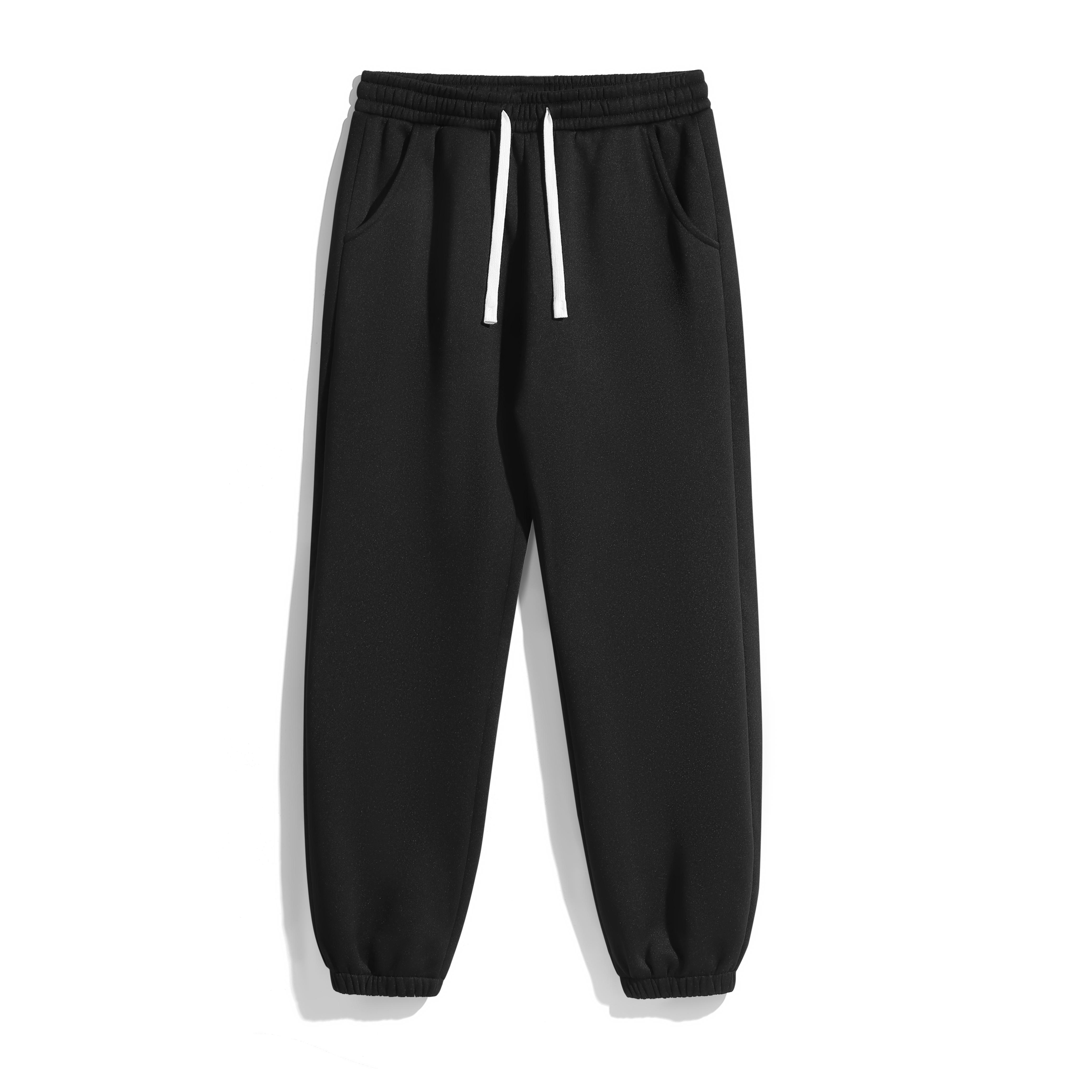 Men's sweatpants Solid Color Basic with Elastic Ankle Cuffs Fleece Lined Autumn Winter Men's Drawstring Warm Sweatpants Suitable for Sports and Casual