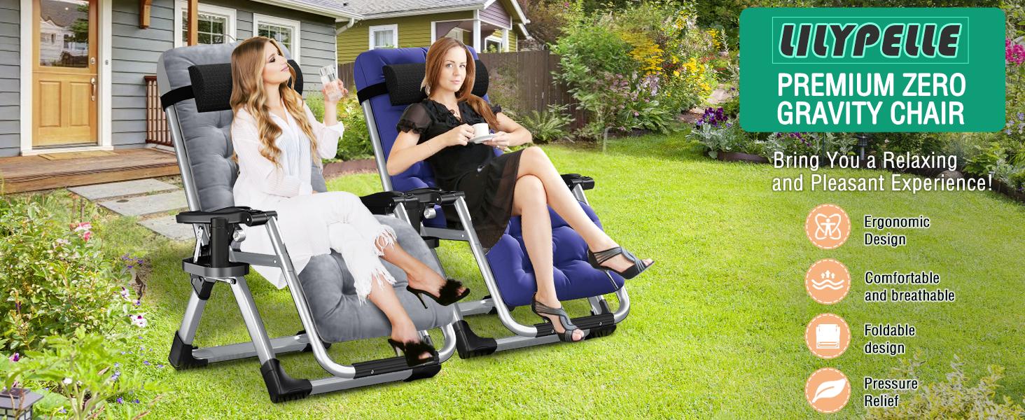 【Summervibes】Lilypelle XL Zero Gravity Chair, Oversized XL Folding Reclining Lounge Chair with Removable Cushion & Tray for Indoor and Outdoor, Patio Recliner Folding Reclining Chair 【Summervibes】Lilypelle XL Zero Gravity Chair, Oversized XL Folding Reclining Lounge Chair with Removable Cushion & Tray for Indoor and Outdoor, Patio Recliner Folding Reclining Chair