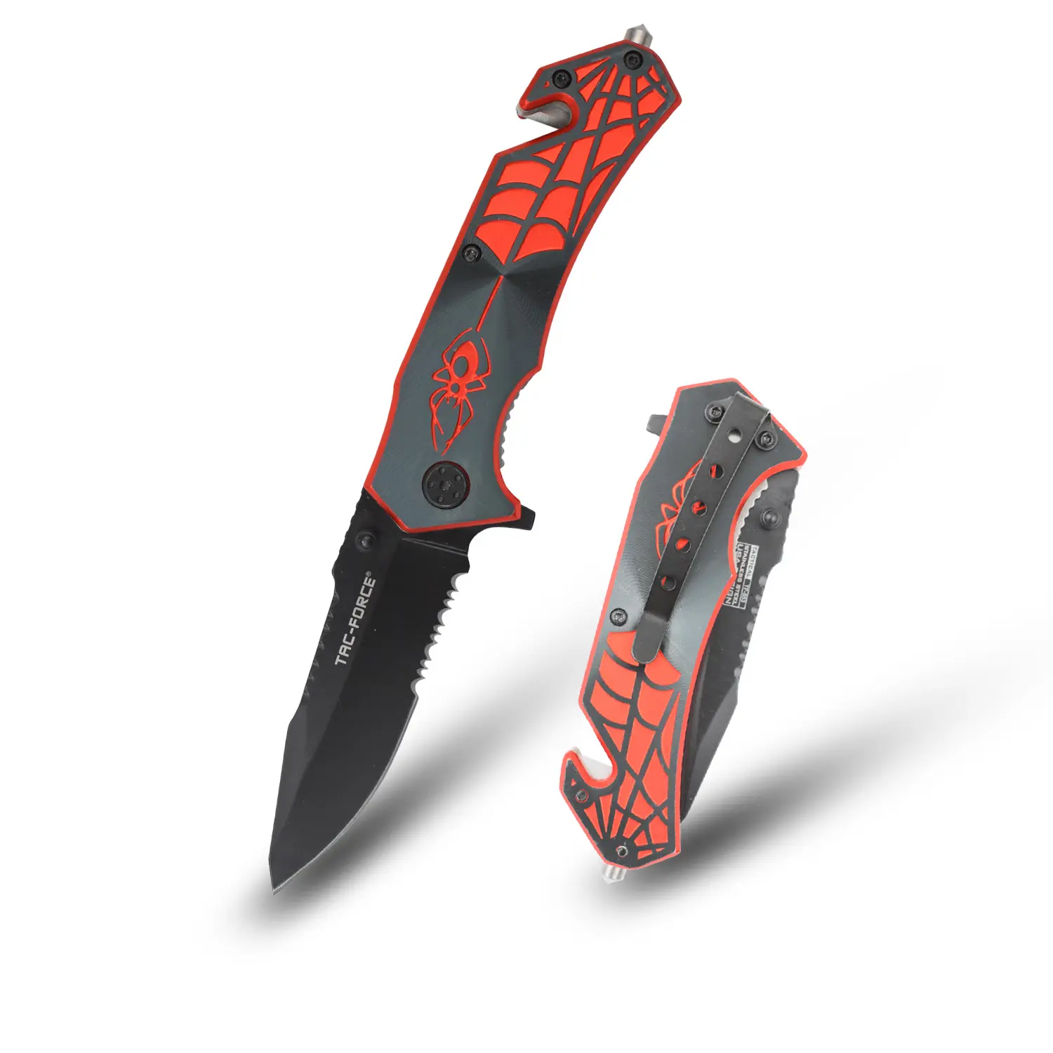 Tac Force TF-553 Spider Rescue Pocket Folding Knife - 3.25" 3mm Thick Blade, 4.5" Closed, Tactical Accessories, Camping Gear, Tools and Gadgets, Men's Personal Gadgets, Gifts for Boyfriend, Birthday Gifts For Him, Outdoor Tools, Survival Camping, Seatbelt