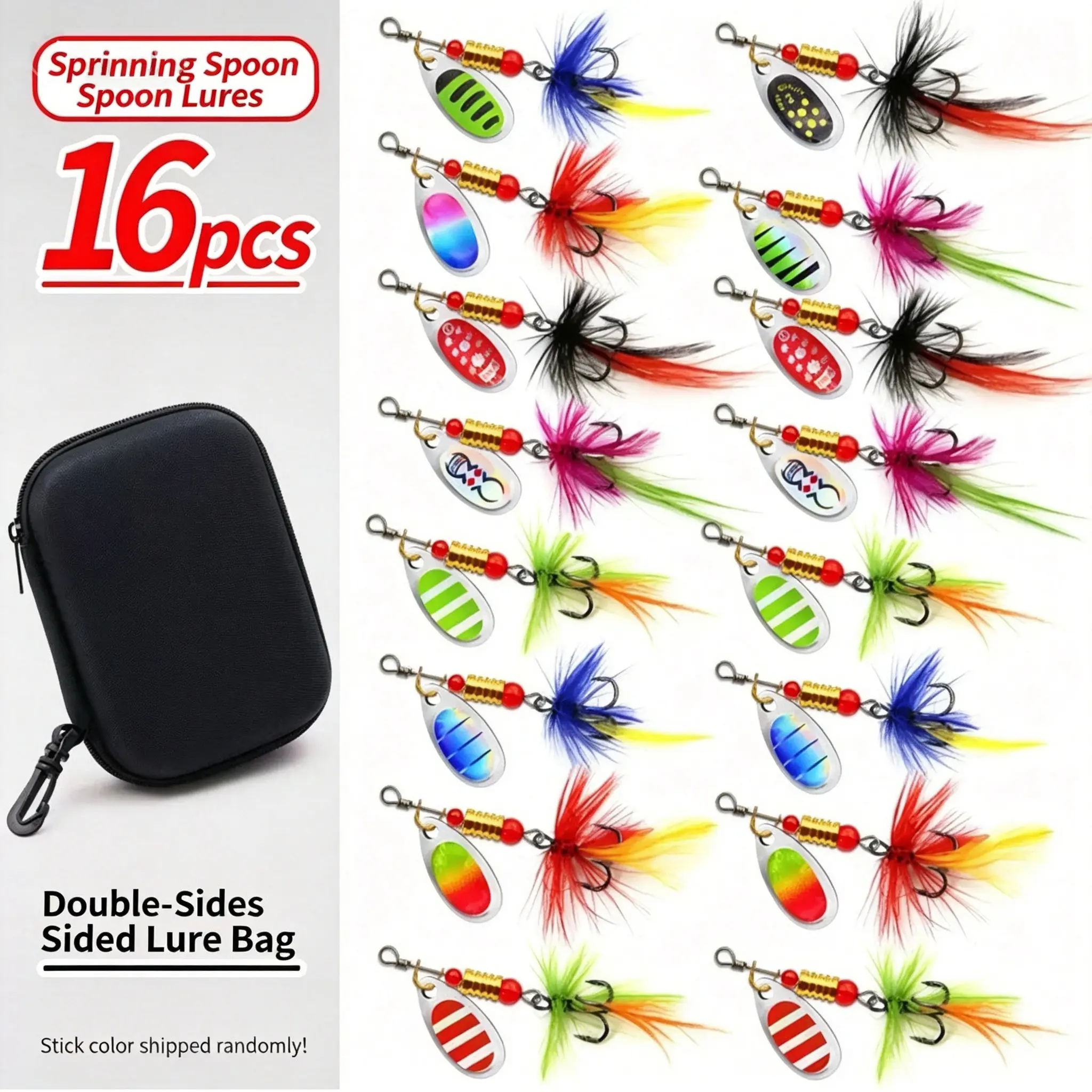 Fishing Lures Kit, 10/16 Piece Durable Iron Spinnerbait & Spoon Set, 3.5g Versatile Artificial Lures for Bass, Sunfish & Freshwater Angling ideal outdoor fishing equipment, Angling Supplies, Durable Fishing Gear crankbait magic