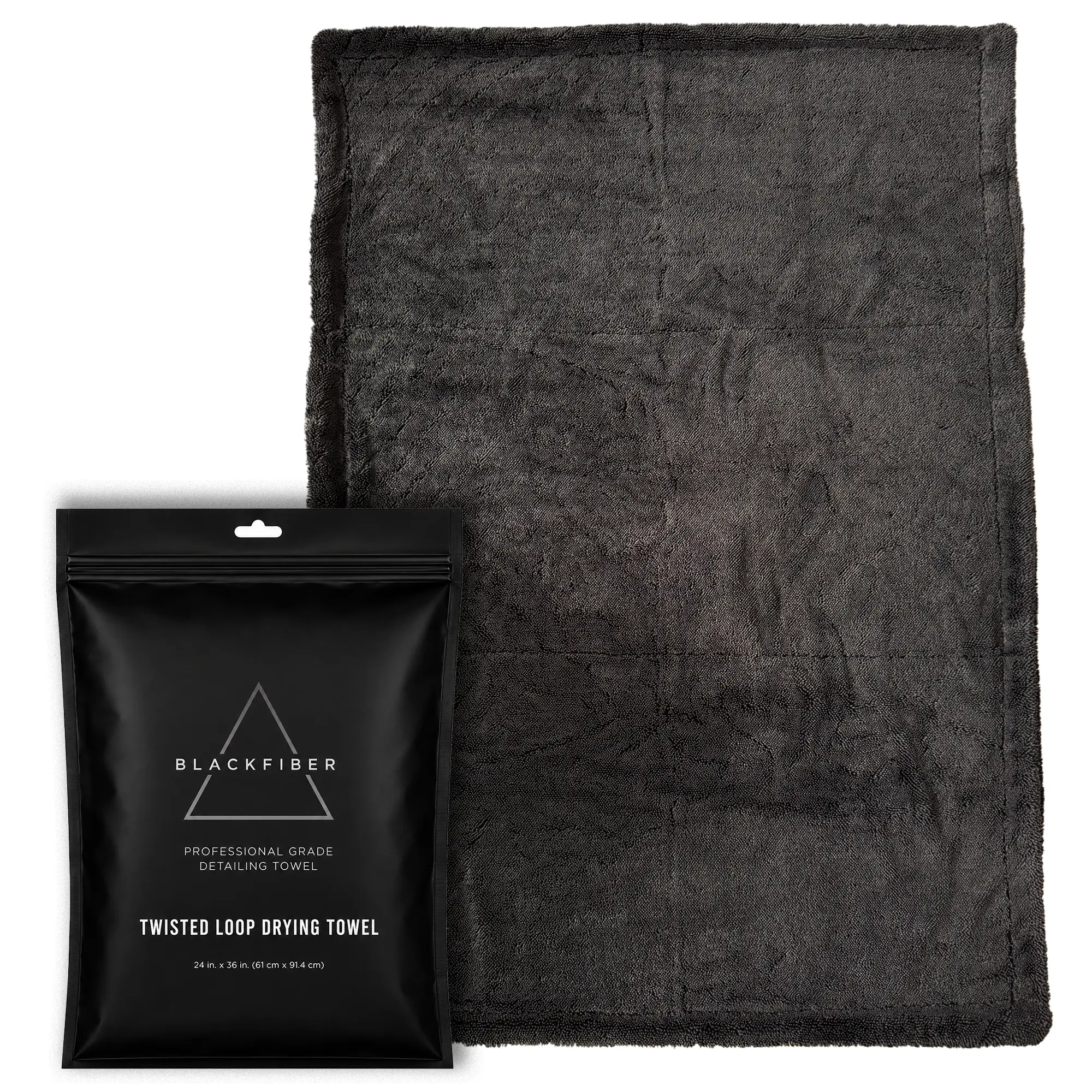 BLACKFIBER 24"x36" Car Drying Towel, 1200GSM Microfiber Towel for Cars, Twisted-Loop Drying Towel Car Detailing,No Water Spots, Double Sided Super Absorbent, Label-Free Design Car Towel