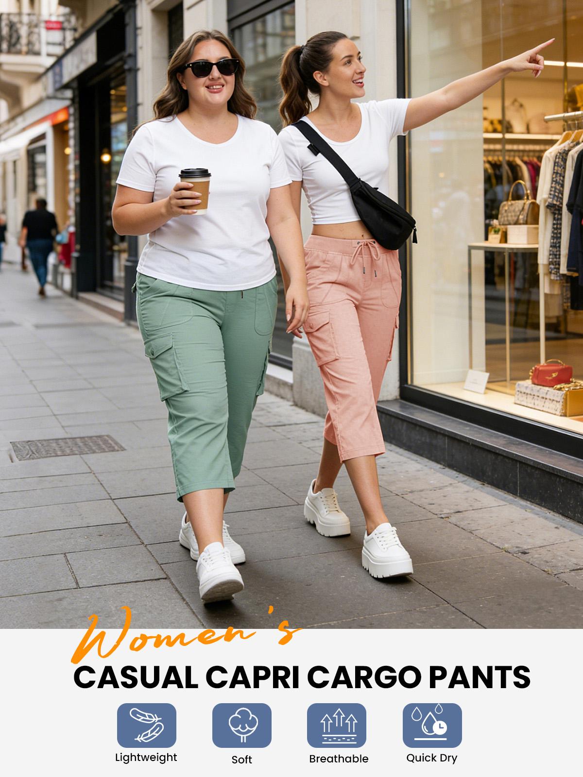 YSENTO Women's Cargo Capris UP TO XXXXL Outdoor Lightweight Cargo Casual  Pants Casual Trip Loose Shorts Summer Style Moms over 30 Comfy wear ootd Bottoms Basic Khaki  #SpringFresh