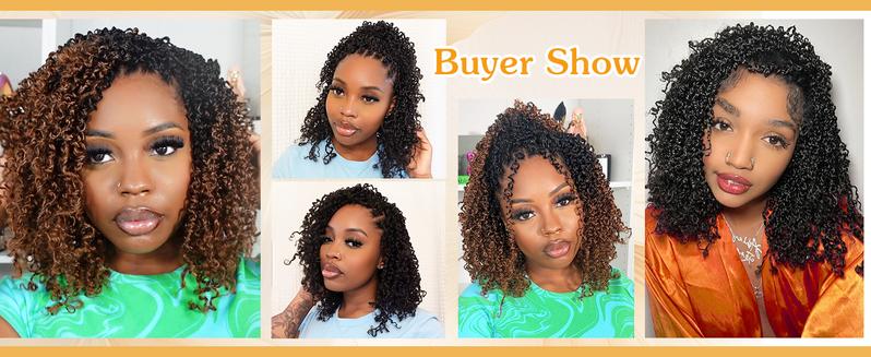 Alrence 8 Inch Yanky Twist Crochet Hair for Black Women 3 Packs Pre-looped Yankee Twist Hair Brown Spring Mini Passion Twist with Curly Ends Synthetic Crochet Braids (8 Inch, OT30#)