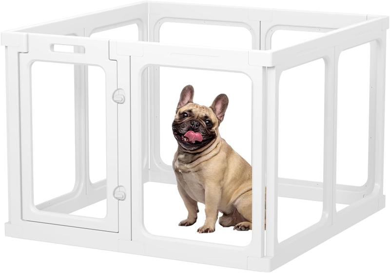 Gardner Pet Clear Acrylic Dog Playpen Planes Transparent Indoor Fence Sturdy Pet Pen for Puppy Small Dog Rabbit Pig Easy Assemble Cleaning Plastic Whelping Box Enclosure