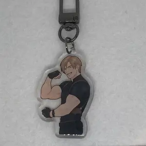 Trendy Leon Kennedy Acrylic Keychain, Resident Evil Horror Video Game Bag Charm
