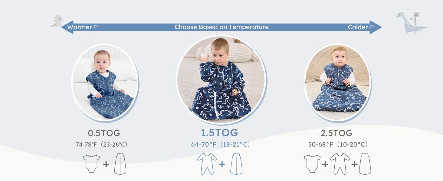 Yoofoss Baby Sleep Sack 0-24 Months, Long Sleeve Sleep Sack 1.5 Tog, Fleece Baby Wearable Blanket with 2-Way Zipper, Soft Warm