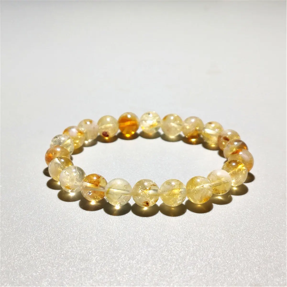 Women's 8mm Yellow Citrine Stretch Bracelet - Natural Stone Beads, Real Crystals, Energy Accessory for Mental Clarity, Confidence, Willpower, Crystals Bracelets