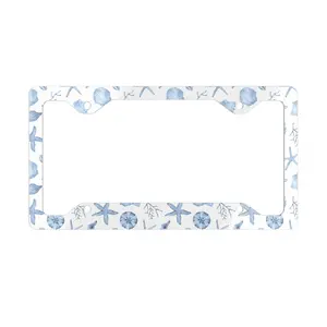 Blue White Seashells Ocean Aluminum Front License Plate Vanity Plate Car Accessories Gift For Her New Car Gifts Unique Gift for New Drivers