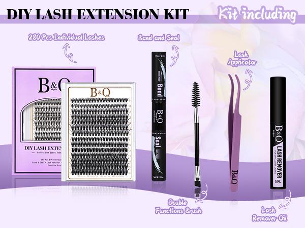 B&Q 30D+40D Lash Kit l Natural Look Long Lasting Lashes Beginner Friendly Eyelashes with Bond&Seal Remover Extensions at Home Valentine Gif