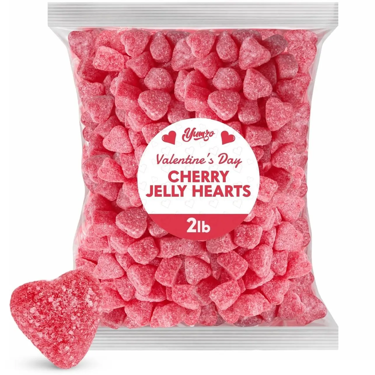Valentine Cherry Jelly Hearts Candy, 2lbs Pack of Valentine's Day Candy Bulk, Ideal Valentine’s Day Gummy Candy for Parties, Classroom Exchanges and Gift Bags, Perfect for Sharing with Loved Ones