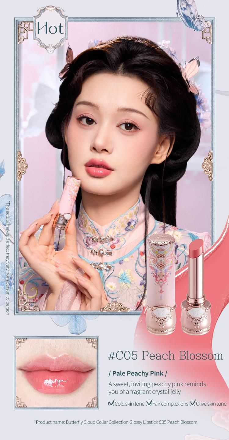 Flower Knows Butterfly Cloud Collar Collection Glossy Lipstick, High-Quality Pigmentation, Long-Lasting, Nourishing Shine, Comfortable Wear, Christmas Cosmetic Gift