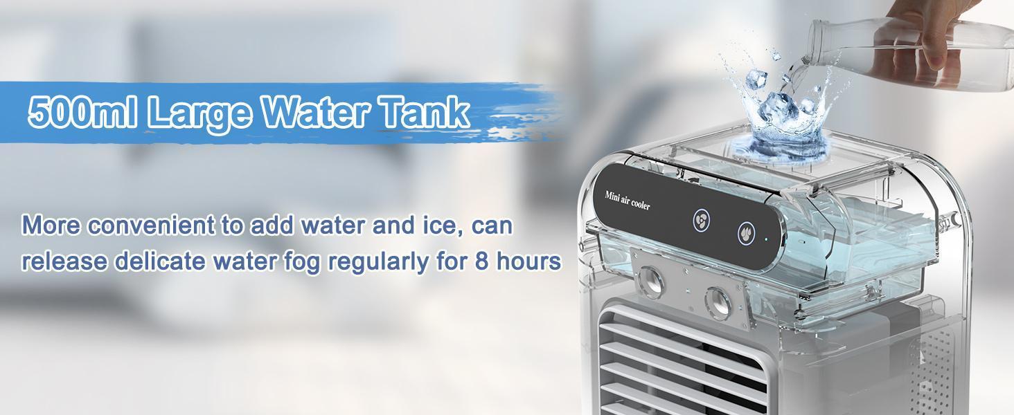 3-in-1 Portable Air Conditioner – 2-Speed Mist Fan with 1800mAh Battery | Mini Air Cooler for Travel, Office & Home Portable Comfort, Quiet Operation