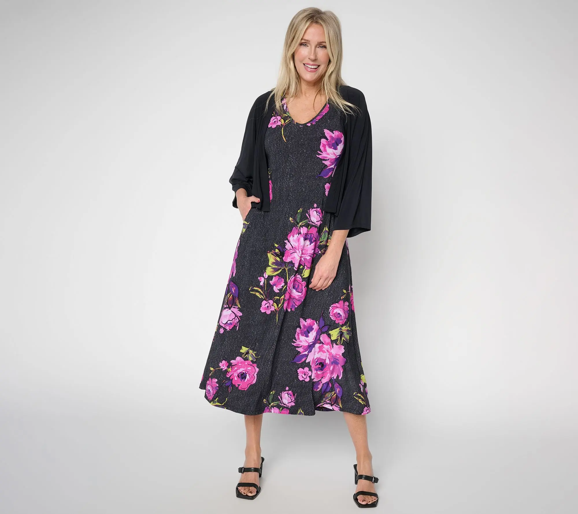 Attitudes by Renee Petite Como Jersey Midi Dress & Topper Set