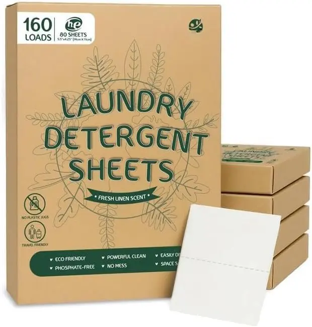 Laundry Detergent Sheets Fresh Scent, ,  Cleaning, Up to 160 Loads (80 Sheets),  Laundry Soap for Travel and  Washing