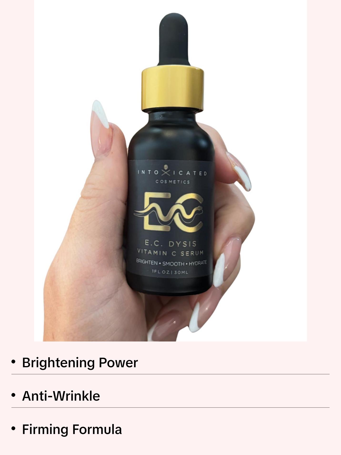 Intoxicated Cosmetics E.C.Dysis Vitamin C Serum with 15% L-Ascorbic Acid & Hyaluronic Acid for Brightening Firming and Hydrating Skin Smooth