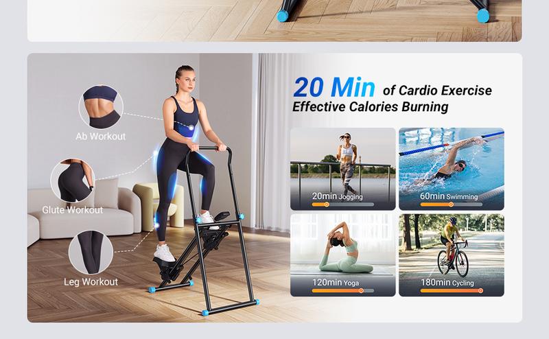 MERACH Stair Stepper with Handlebar for Full-Body Workout, 300LBS Capacity,  Compact Cardio Climber Exercise Machine with Adjustable Pedals, Vertical Climber for Home Gym