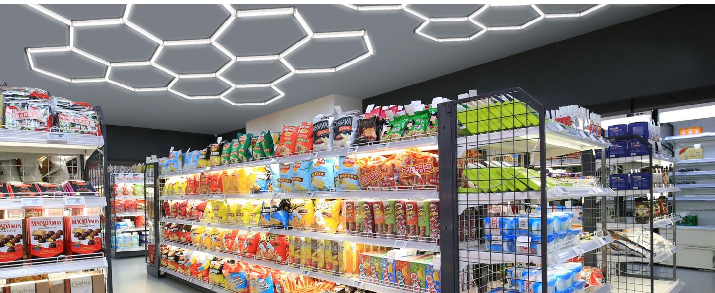 【Stock Running Low】White Hexagonal Garage Light – Multiple Hole Options (1, 3, or 5) for Bright, Efficient Lighting in Any Space