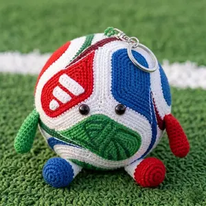Crochet Soccer Ball Keychain – Handmade Football Plush Toy, World Cup 2026 Fan Gift, Cute Amigurumi Sports Keyring