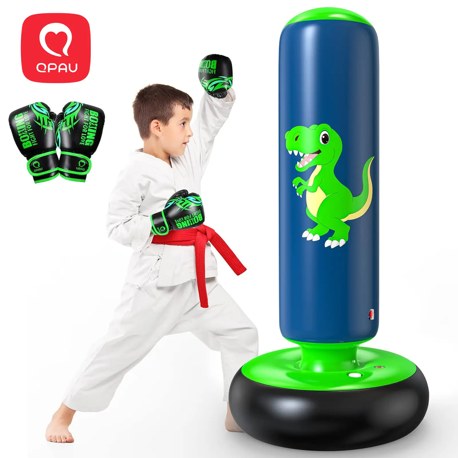 QPAU Inflatable Punching Bag, 48 Inch Stable Inflatable Boxing Bag for 3-6 Kids, Dinosaur Toy Gifts for Boys and Girls, Kids Boxing Set for Energy Out Practicing Karate, Taekwondo, homeessentials, back to school