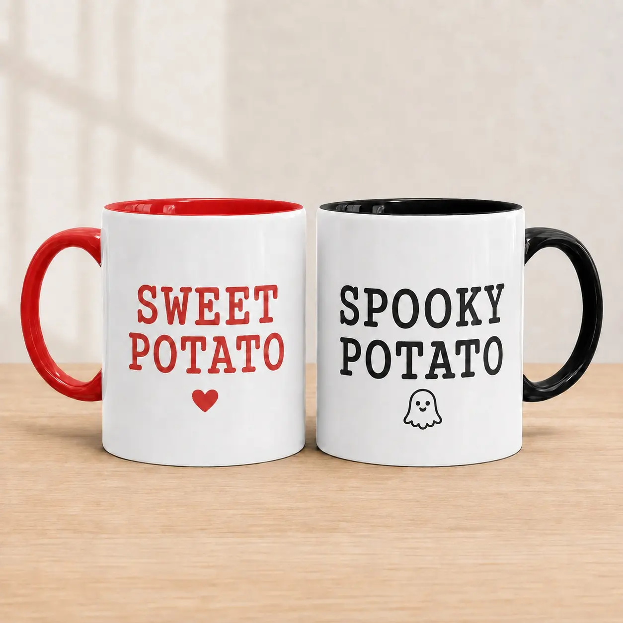 Sweet Potato Spooky Potato Couple Mugs, Funny Matching Halloween Coffee Cups, Cute Ghost Mug Set, Halloween Gift for Couples