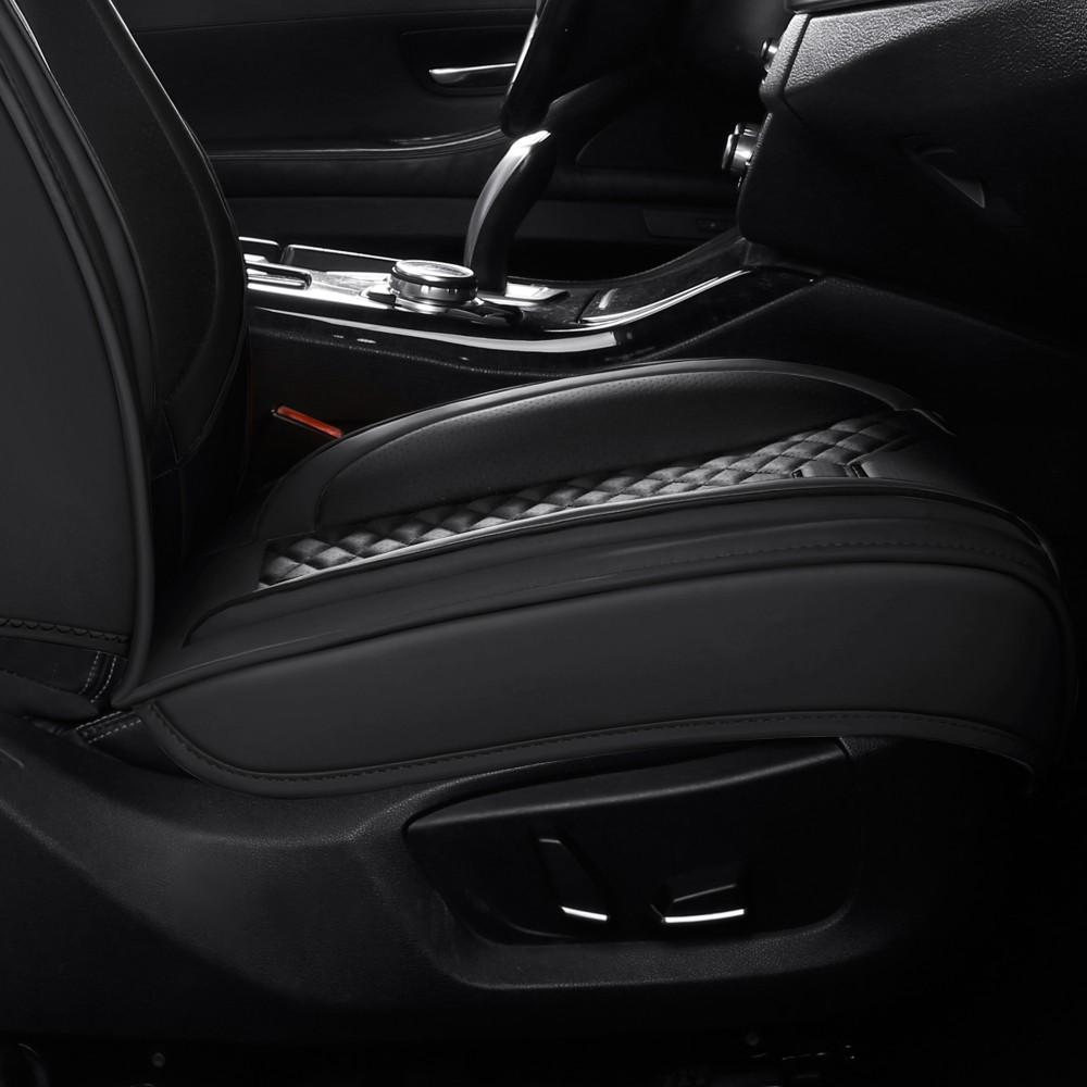 For Chevrolet Silverado GMC Sierra 1500/2500 HD/3500 HD Pickup Truck 2007-2025 Car Seat Covers, Soft Touch Premium Napa PU Leather Full Set Front Rear Seat Cushion Full Surround Design with Storage Bag, Breathable Non-Slip Waterproof Protector Pad Mat