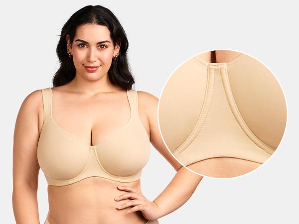 HSIA Joan Comfortzone Plus Size Soft Unlined T-Shirt Full Coverage Unpadded Underwire Minimizer Bra Everyday Bra Womenswear